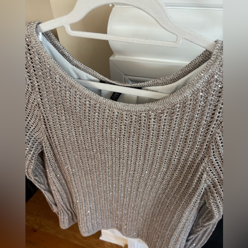 White House Black Market Silver Knit Sweater